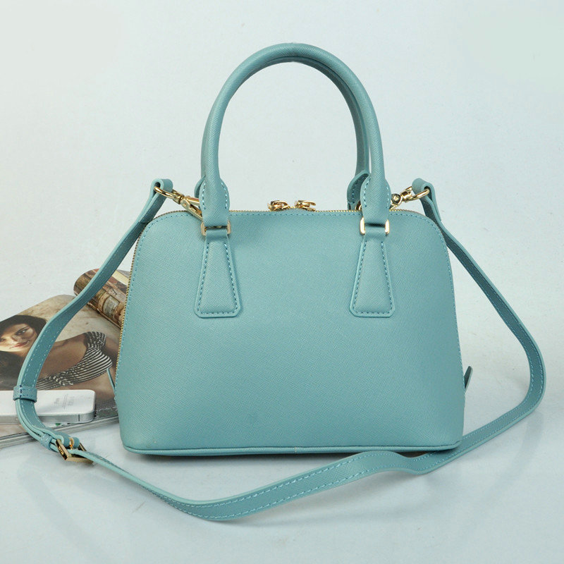 2014 Prada Saffiano Leather mini Two Handle Bag BN0826 light blue for sale